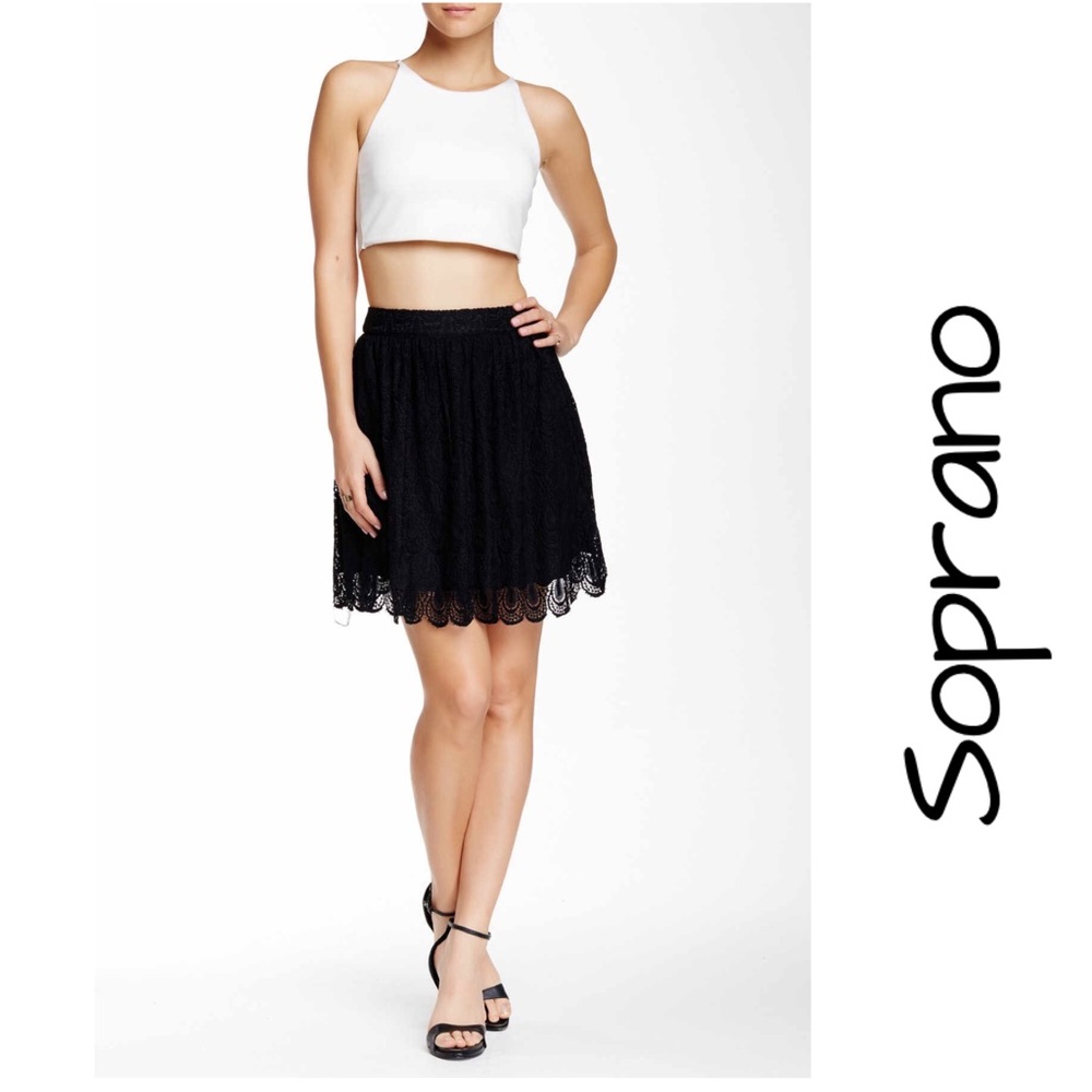 SOPRANO Lace Fit & Flare Mini Skirt Black NWOT Size Medium